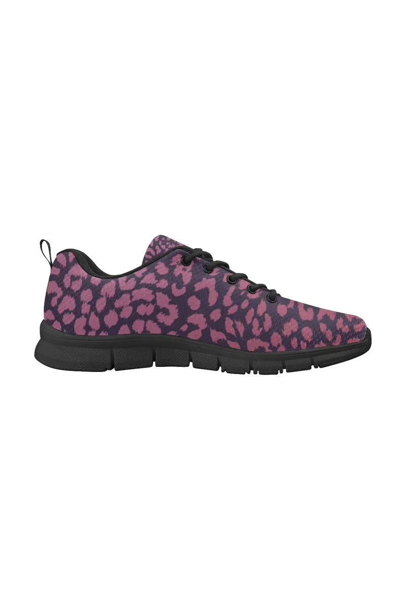 Berry Leopard Print Men's Breathable Running Shoes
