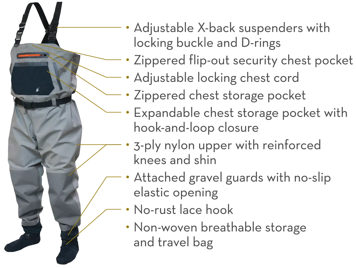 Frogg Toggs Mens Slate/Gray Sierran Stockingfoot Chest Waders