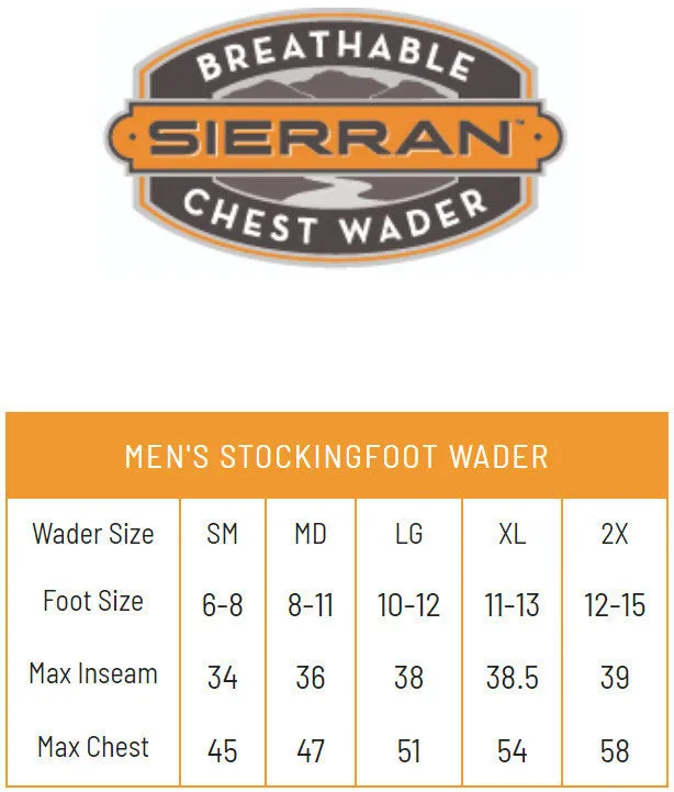 Frogg Toggs Mens Slate/Gray Sierran Stockingfoot Chest Waders