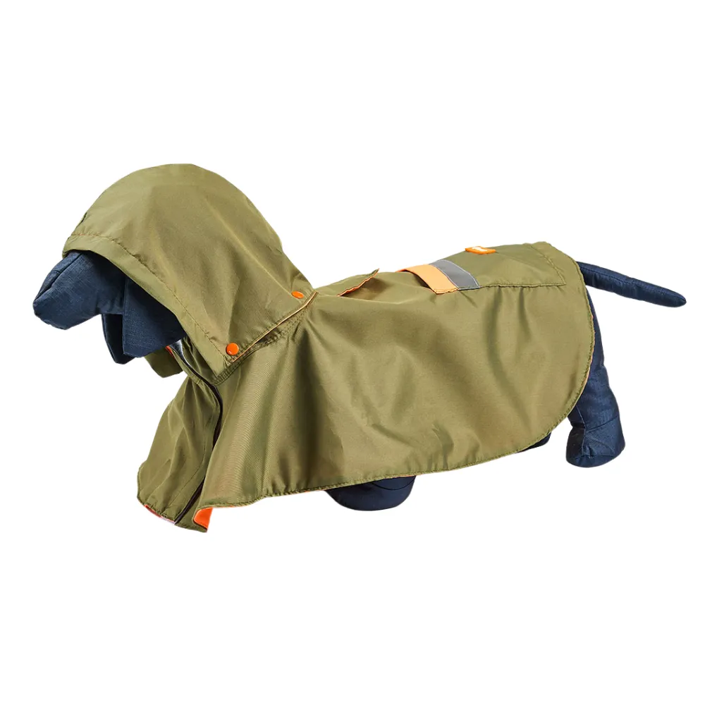 Kanu Pet Military Green/ Oranfe Dog Raincoat