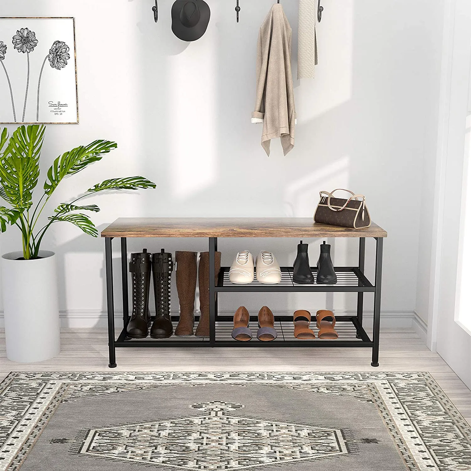 Karcog 3 Tier Shoe Rack with Boot Storage