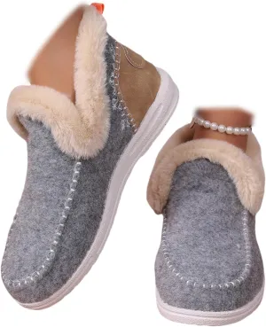 Lausiuoe Boots For Women Ankle Booties Warm Snow Winter Boots Fur Lined Casual Fashion Trendy Anti-Slip Loafers Shoes 2024