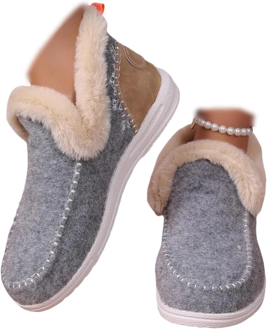 Lausiuoe Boots For Women Ankle Booties Warm Snow Winter Boots Fur Lined Casual Fashion Trendy Anti-Slip Loafers Shoes 2024