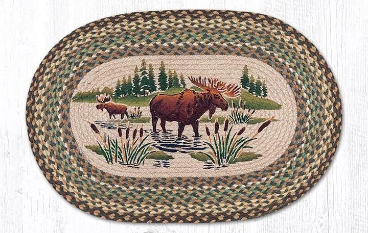 Moose Wading Oval Jute Rug