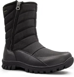 mysoft Mens Winter Snow Boots Waterproof Insulated Mid-Calf Hiking Boot Fur Lined Warm Outdoor Tall Shoes Lightweight