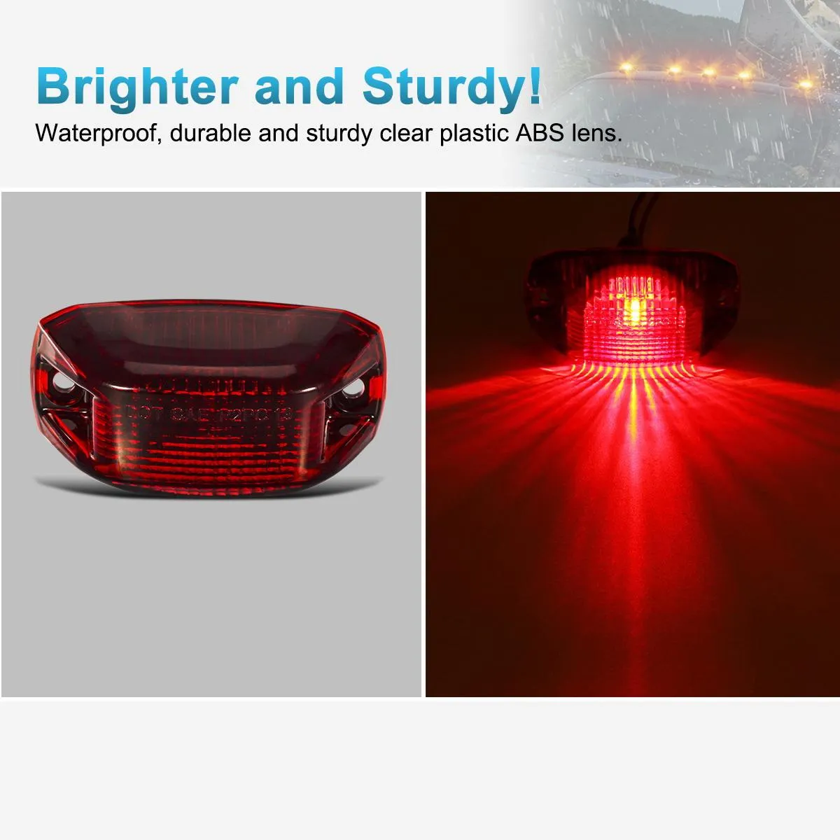 Partsam 1pcs Rear Cab Marker Roof Light Rear Roof Mounted Cab Light Lamp Top Clearance Light Reflective Lights Assembly Compatible With Ram Promaster Vans 2014 2015 2016 2017 2018(Red Len/Red Light)