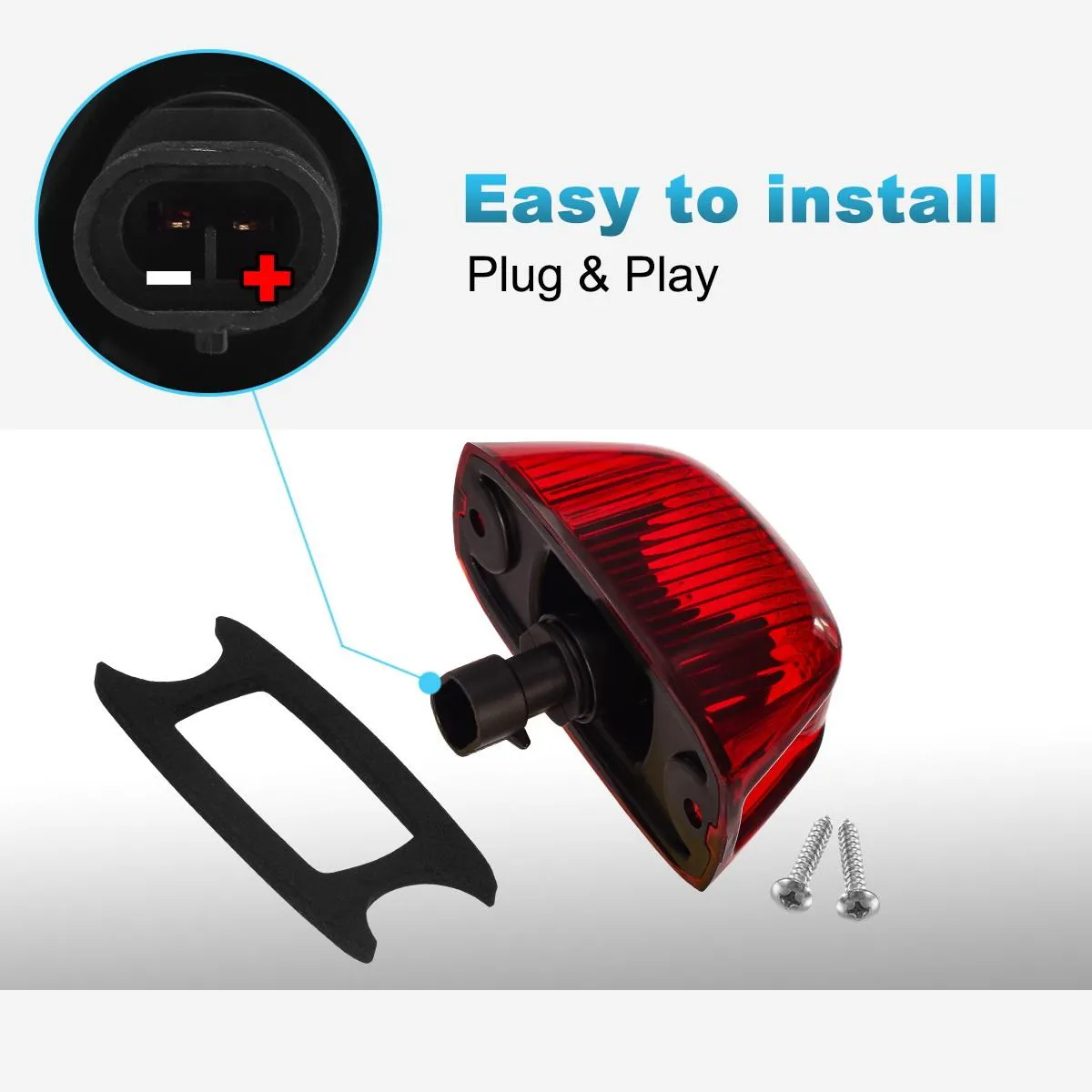 Partsam 1pcs Rear Cab Marker Roof Light Rear Roof Mounted Cab Light Lamp Top Clearance Light Reflective Lights Assembly Compatible With Ram Promaster Vans 2014 2015 2016 2017 2018(Red Len/Red Light)