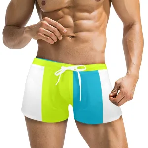 pisces neon green blue ombre print Men's Swim Trunks with Zipper Pocket (Model L71)