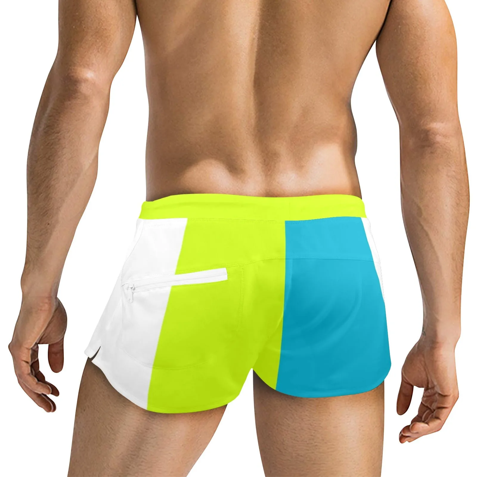 pisces neon green blue ombre print Men's Swim Trunks with Zipper Pocket (Model L71)