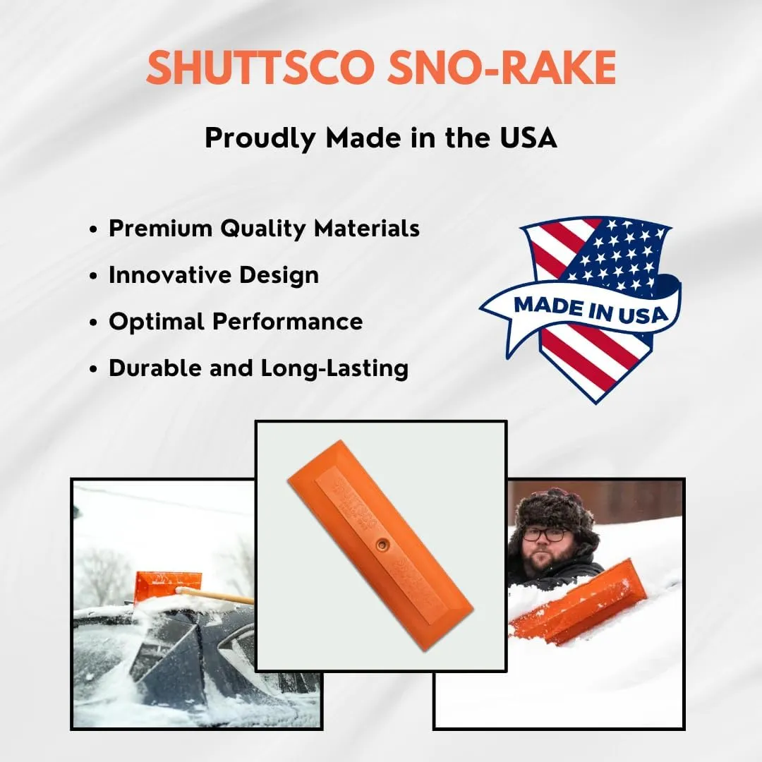 Shuttsco Heavy Duty 12" Snow Rake Head Only - Orange Polyethylene Material - Replacement Foam Head for Wooden and Aluminum Poles - Auto Dealer Snow Removal Tool - Made in USA