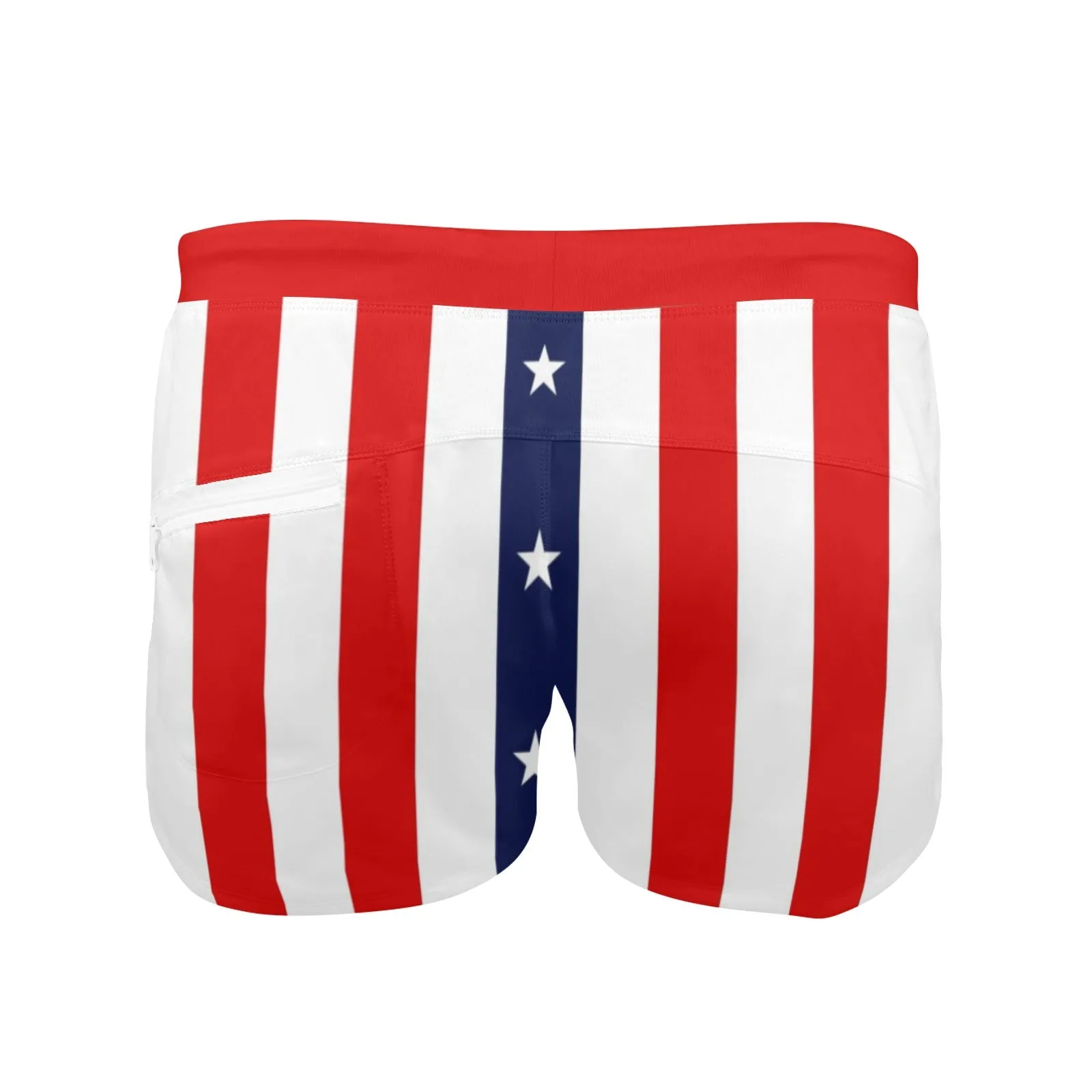 stars and stripes print 2 Men's Swim Trunks with Zipper Pocket (Model L71)