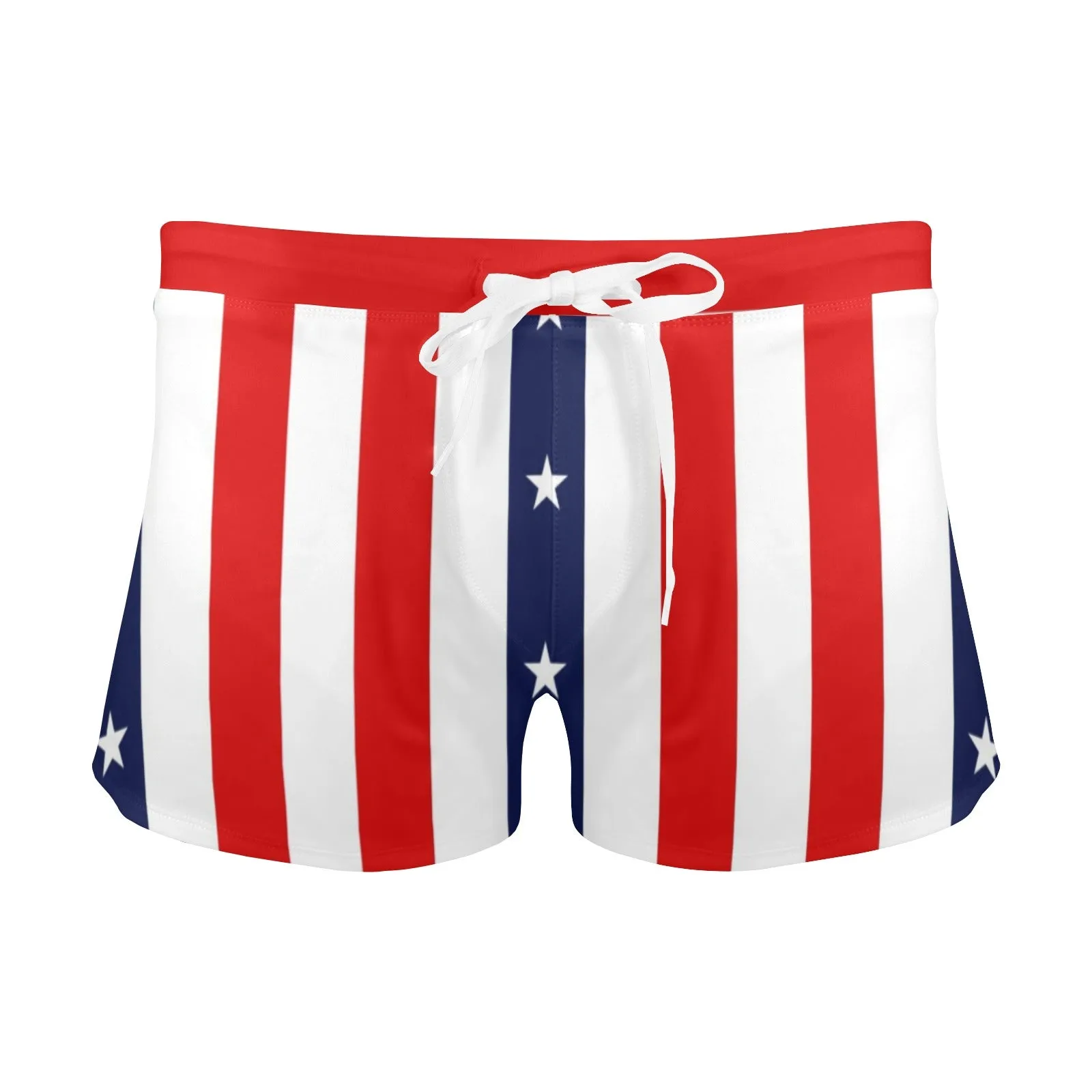 stars and stripes print 2 Men's Swim Trunks with Zipper Pocket (Model L71)