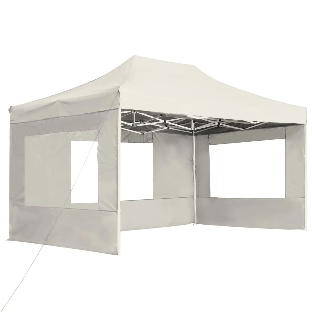 vidaXL Professional Folding Party Tent with Walls Aluminium 4.5x3 m Cream