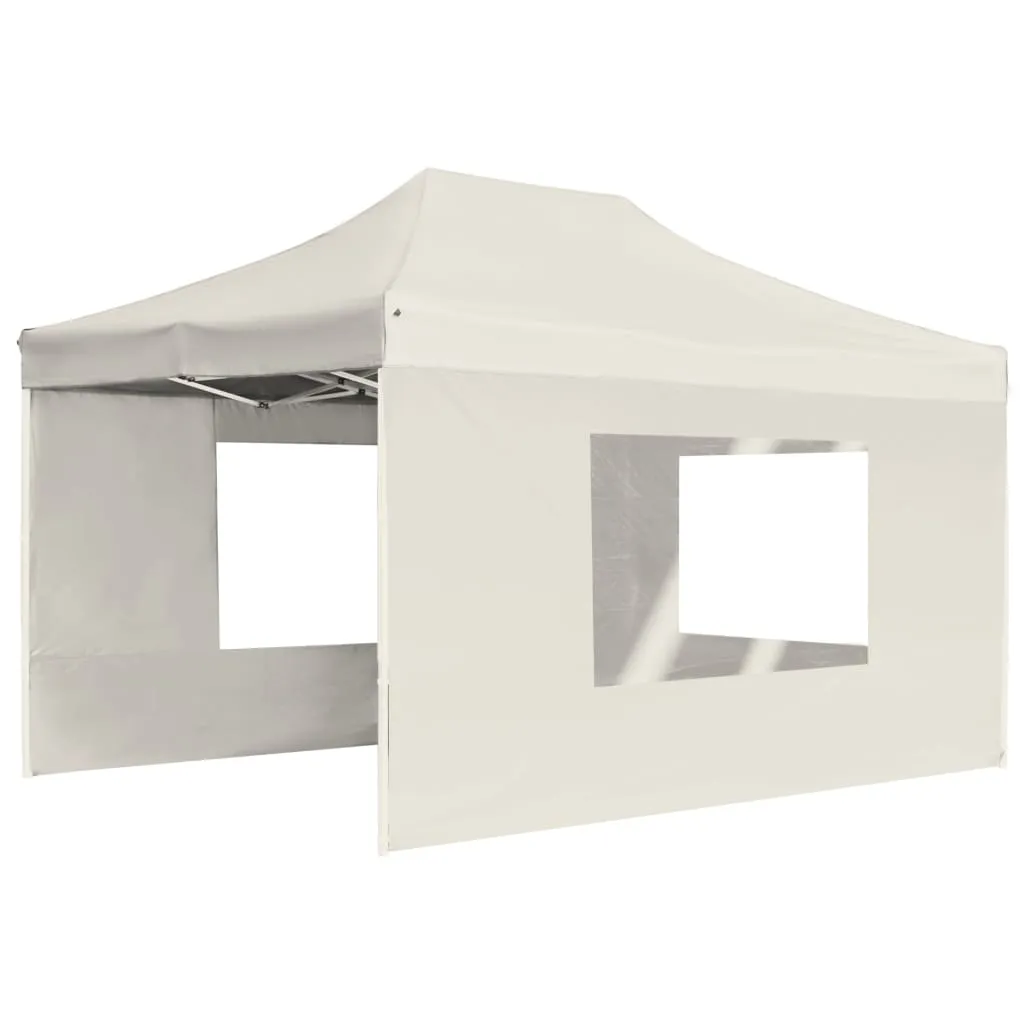vidaXL Professional Folding Party Tent with Walls Aluminium 4.5x3 m Cream